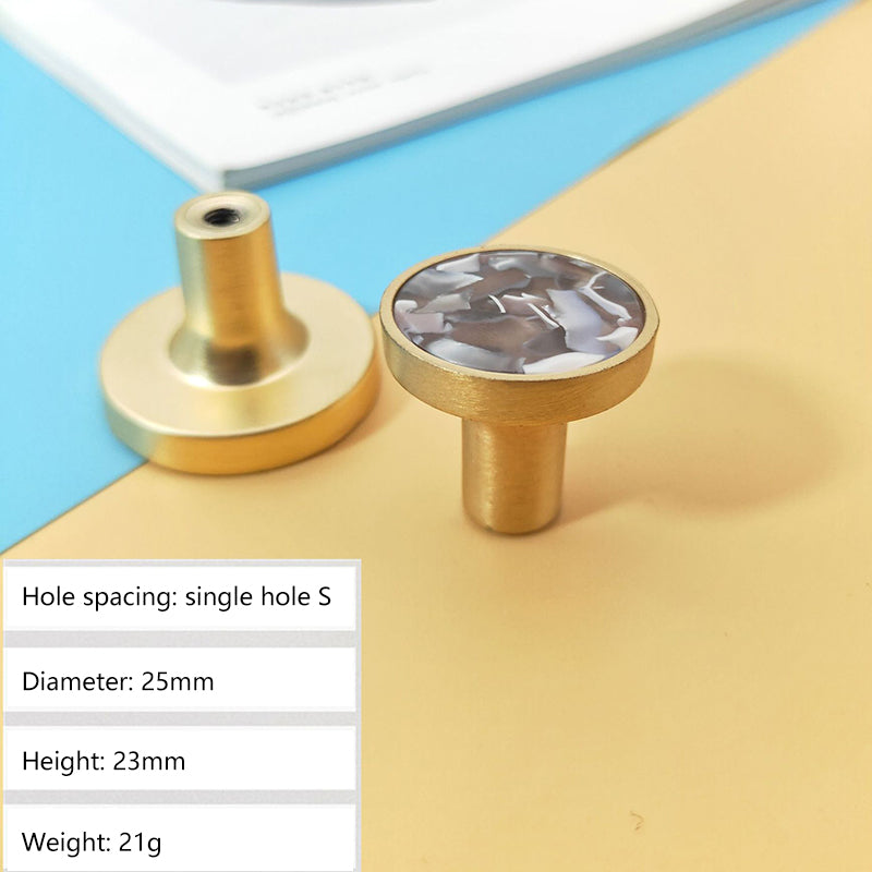Zinc Alloy Shell Marble Texture Furniture Round Handle Drawer Wardrobe Cabinet Door Knob, 22mm Screw