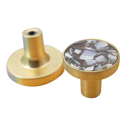 Zinc Alloy Shell Marble Texture Furniture Round Handle Drawer Wardrobe Cabinet Door Knob, 22mm Screw