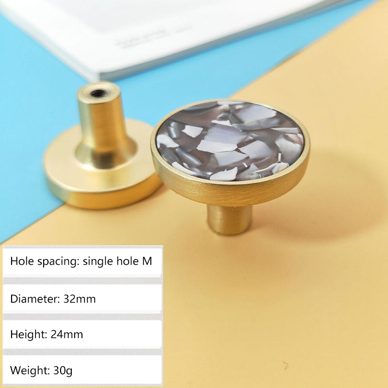 Zinc Alloy Shell Marble Texture Furniture Round Handle Drawer Wardrobe Cabinet Door Knob, 22mm Screw