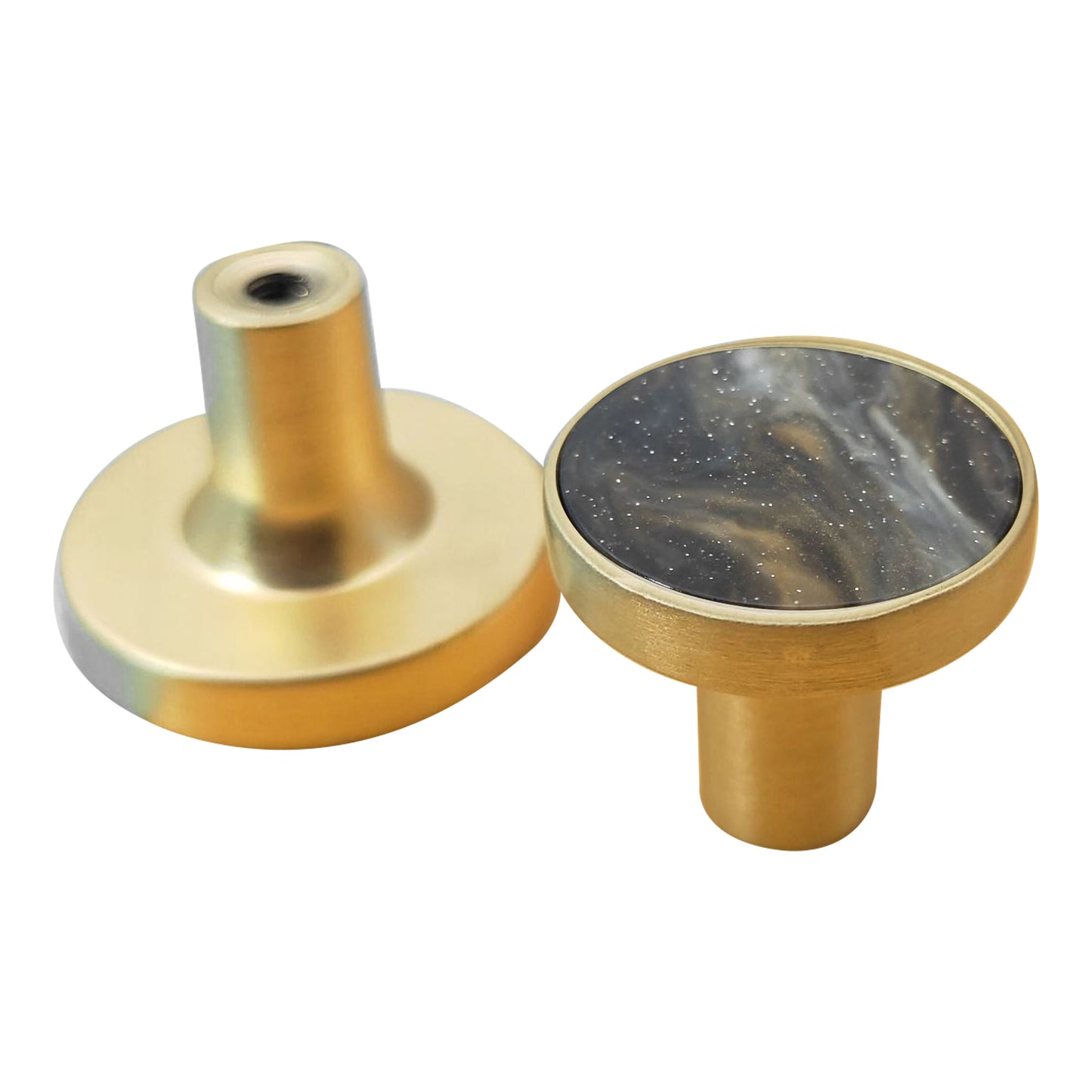 Zinc Alloy Shell Marble Texture Furniture Round Handle Drawer Wardrobe Cabinet Door Knob, 22mm Screw