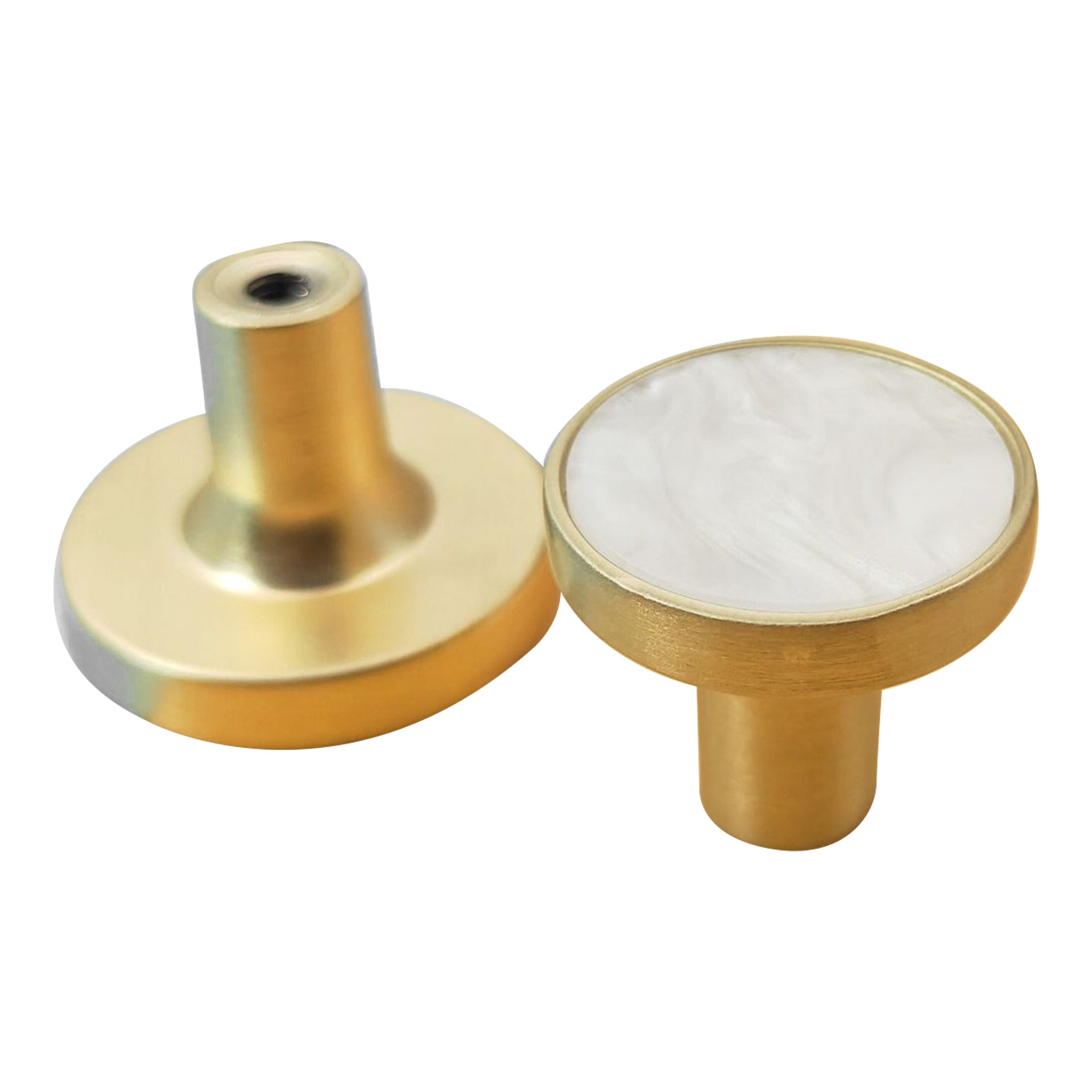 Zinc Alloy Shell Marble Texture Furniture Round Handle Drawer Wardrobe Cabinet Door Knob, 22mm Screw