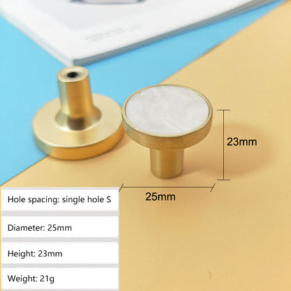 Zinc Alloy Shell Marble Texture Furniture Round Handle Drawer Wardrobe Cabinet Door Knob, 22mm Screw