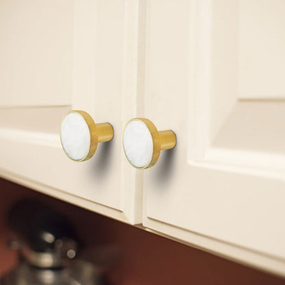 Zinc Alloy Shell Marble Texture Furniture Round Handle Drawer Wardrobe Cabinet Door Knob, 22mm Screw
