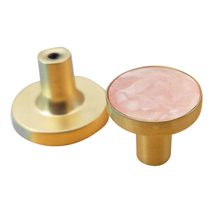 Zinc Alloy Shell Marble Texture Furniture Round Handle Drawer Wardrobe Cabinet Door Knob, 22mm Screw