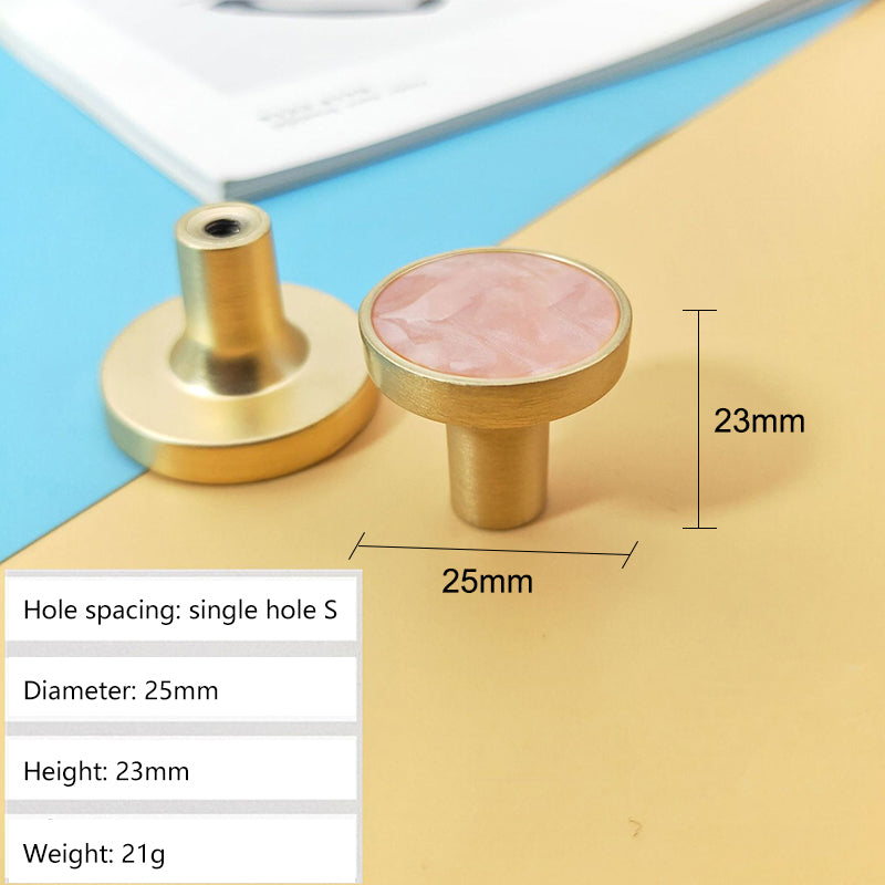 Zinc Alloy Shell Marble Texture Furniture Round Handle Drawer Wardrobe Cabinet Door Knob, 22mm Screw