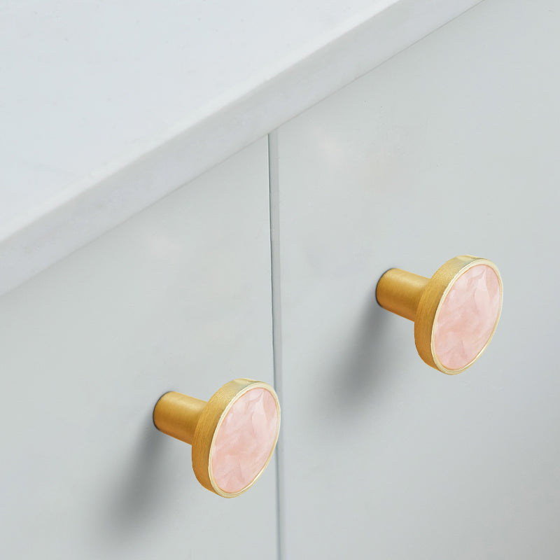 Zinc Alloy Shell Marble Texture Furniture Round Handle Drawer Wardrobe Cabinet Door Knob, 22mm Screw