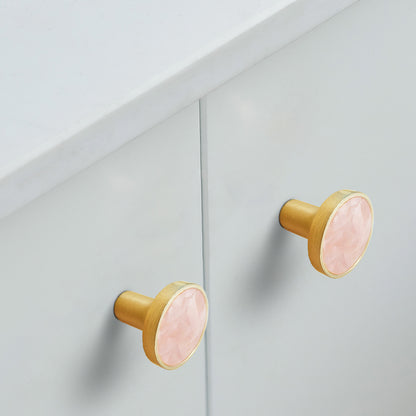 Zinc Alloy Shell Marble Texture Furniture Round Handle Drawer Wardrobe Cabinet Door Knob, 22mm Screw