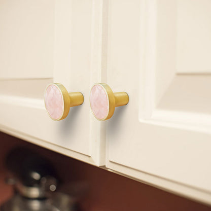 Zinc Alloy Shell Marble Texture Furniture Round Handle Drawer Wardrobe Cabinet Door Knob, 22mm Screw