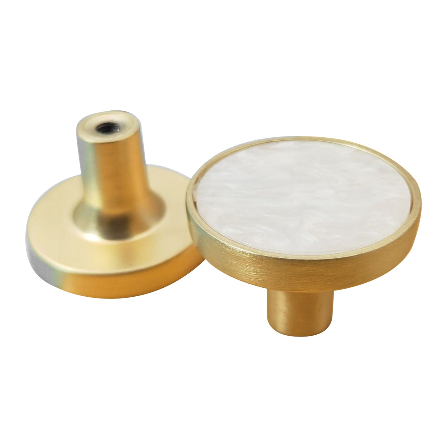 Zinc Alloy Shell Marble Texture Furniture Round Handle Drawer Wardrobe Cabinet Door Knob, 22mm Screw