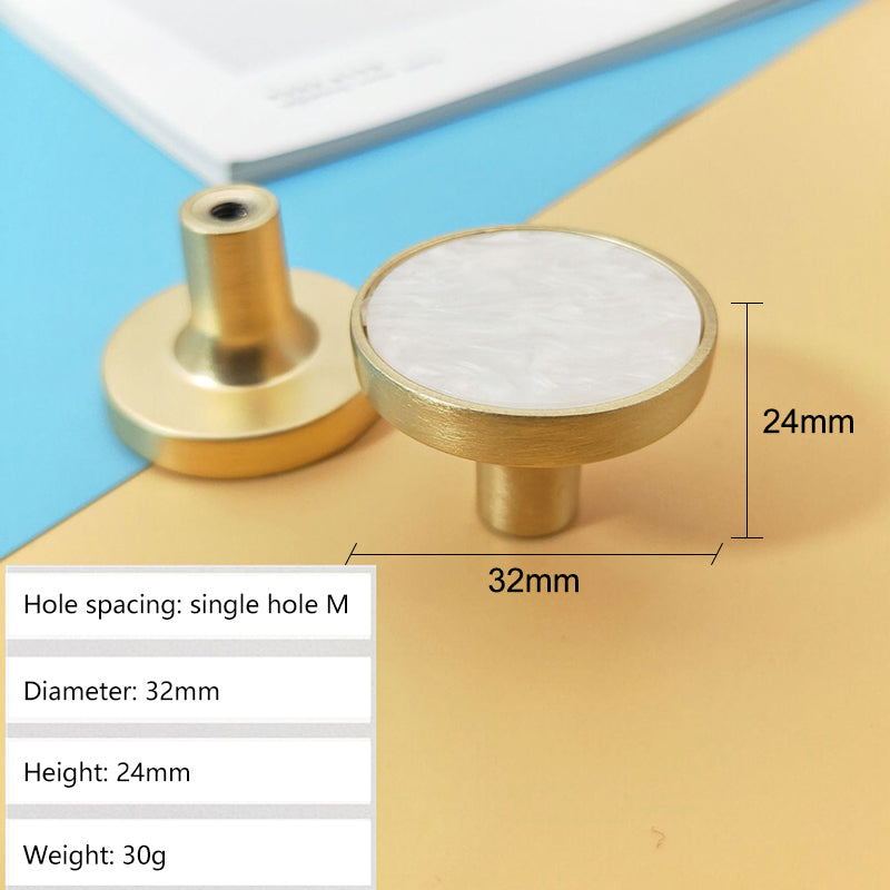 Zinc Alloy Shell Marble Texture Furniture Round Handle Drawer Wardrobe Cabinet Door Knob, 22mm Screw