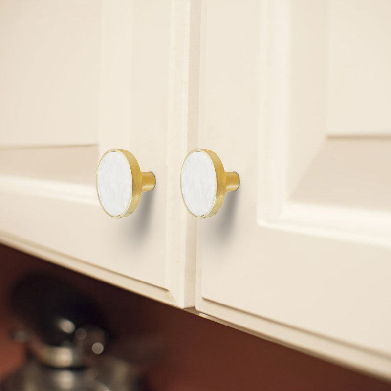Zinc Alloy Shell Marble Texture Furniture Round Handle Drawer Wardrobe Cabinet Door Knob, 22mm Screw