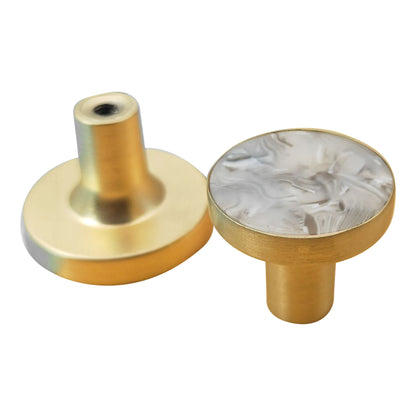 Zinc Alloy Shell Marble Texture Furniture Round Handle Drawer Wardrobe Cabinet Door Knob, 22mm Screw