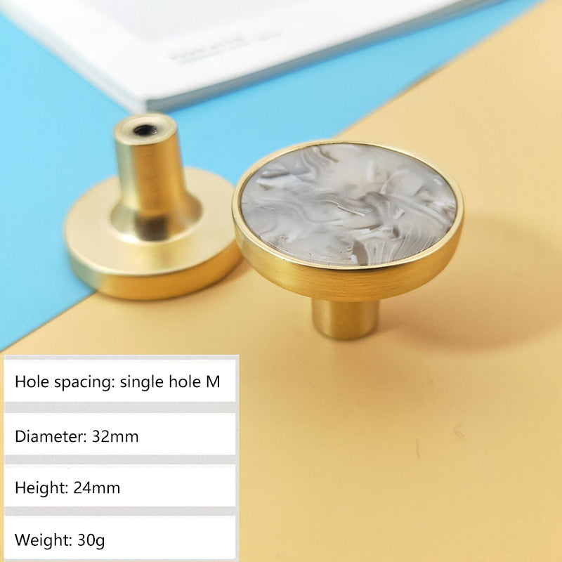 Zinc Alloy Shell Marble Texture Furniture Round Handle Drawer Wardrobe Cabinet Door Knob, 22mm Screw