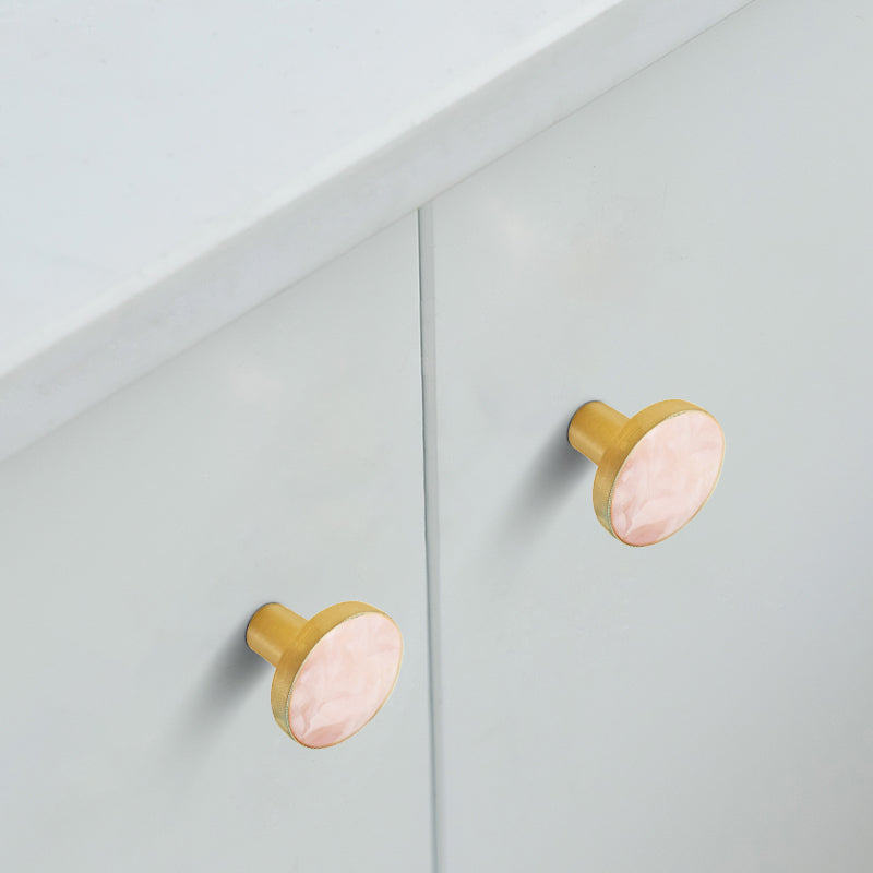 Zinc Alloy Shell Marble Texture Furniture Round Handle Drawer Wardrobe Cabinet Door Knob, 22mm Screw