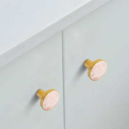 Zinc Alloy Shell Marble Texture Furniture Round Handle Drawer Wardrobe Cabinet Door Knob, 22mm Screw