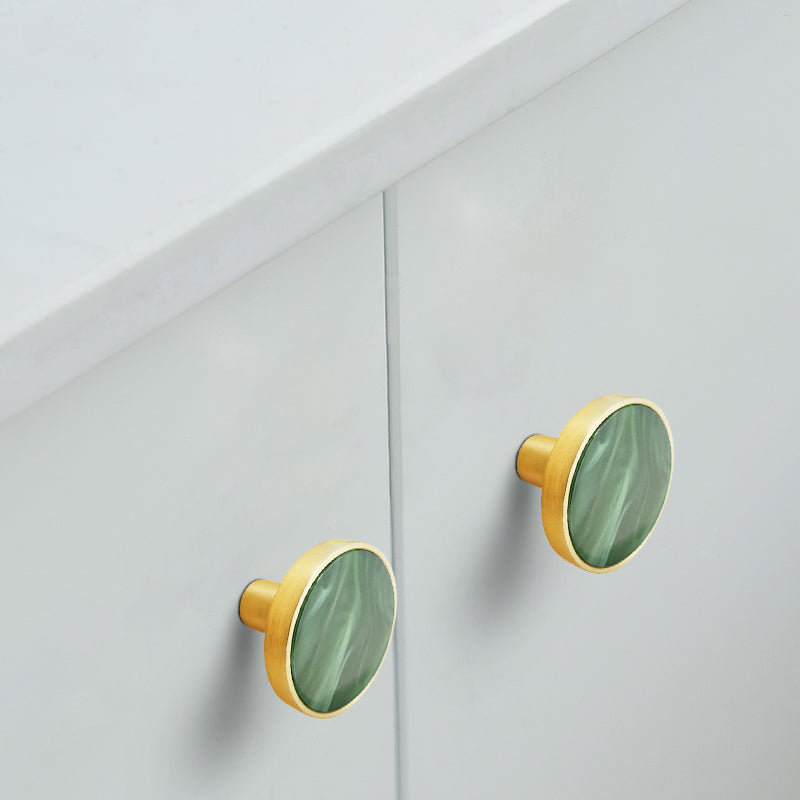 Zinc Alloy Shell Marble Texture Furniture Round Handle Drawer Wardrobe Cabinet Door Knob, 22mm Screw