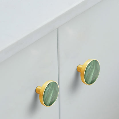 Zinc Alloy Shell Marble Texture Furniture Round Handle Drawer Wardrobe Cabinet Door Knob, 22mm Screw