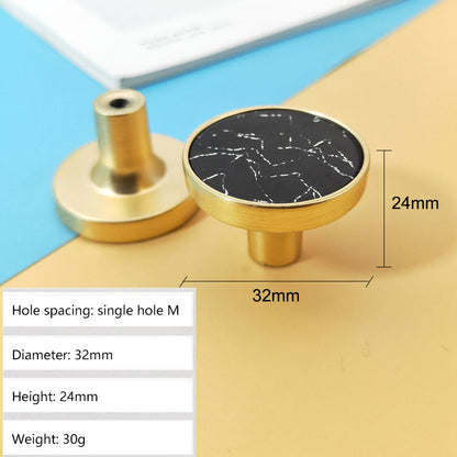 Zinc Alloy Shell Marble Texture Furniture Round Handle Drawer Wardrobe Cabinet Door Knob, 22mm Screw