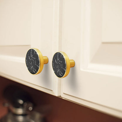 Zinc Alloy Shell Marble Texture Furniture Round Handle Drawer Wardrobe Cabinet Door Knob, 22mm Screw