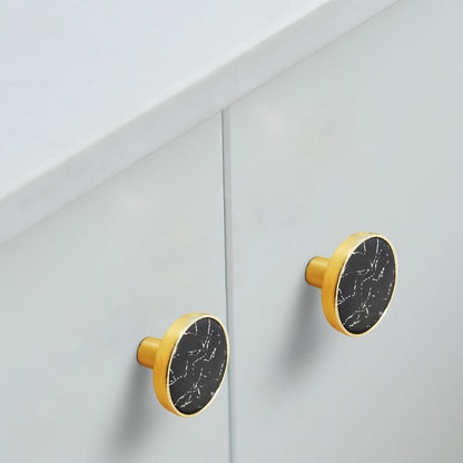Zinc Alloy Shell Marble Texture Furniture Round Handle Drawer Wardrobe Cabinet Door Knob, 22mm Screw