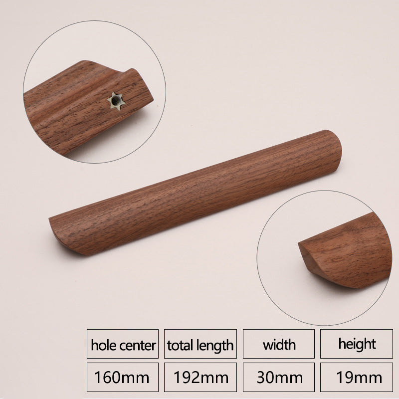 22mm Screw Wooden Cabinet Pulls Black Walnut Cupboard Wardrobe Pull Handle