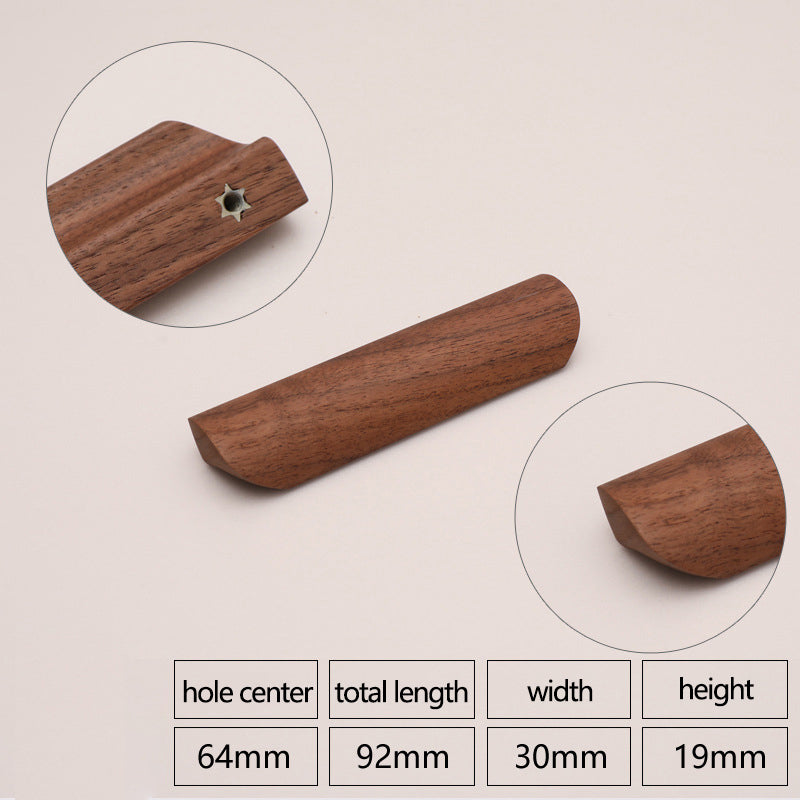 Black Walnut Cabinet Pulls Handle 22mm Screw Cupboard Wardrobe Wooden Pulls