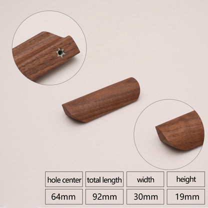 Black Walnut Cabinet Pulls Handle 22mm Screw Cupboard Wardrobe Wooden Pulls