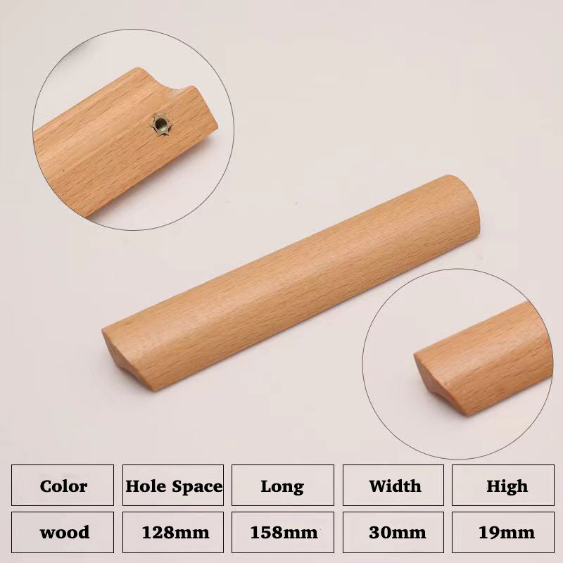 Beech Wood Cabinet Pulls Handle 22mm Screw Cupboard Wardrobe Wooden Pulls