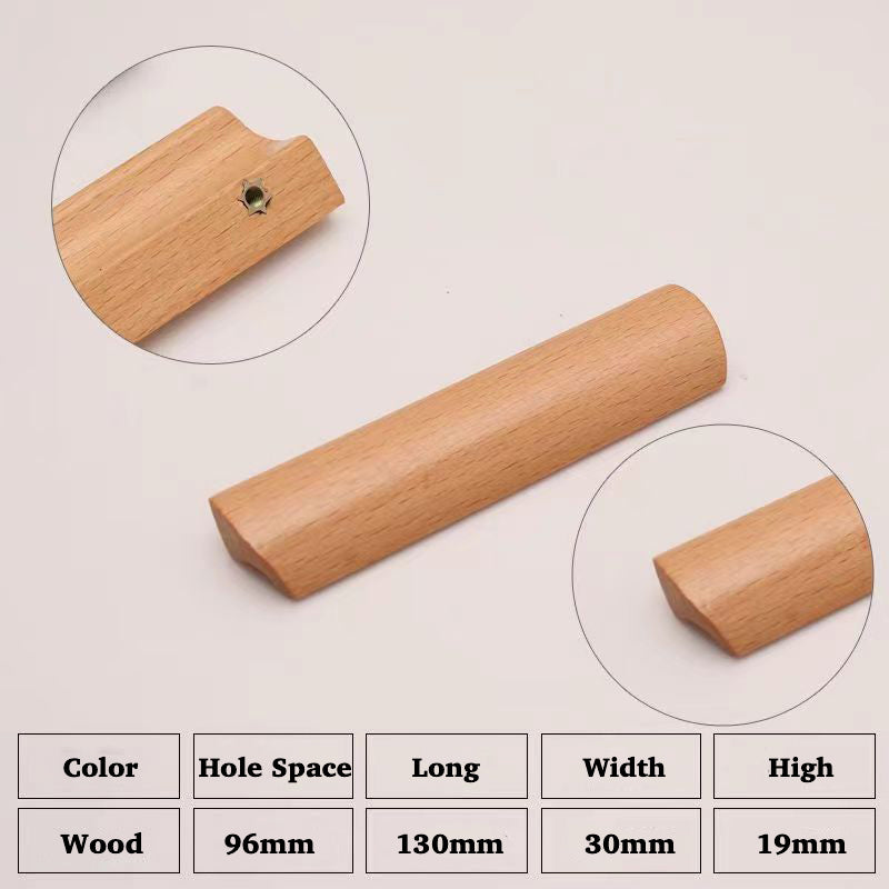 Beech Wood Cabinet Pulls Handle 22mm Screw Cupboard Wardrobe Wooden Pulls