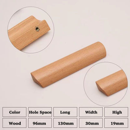 Beech Wood Cabinet Pulls Handle 22mm Screw Cupboard Wardrobe Wooden Pulls
