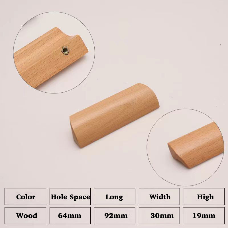 Beech Wood Cabinet Pulls Handle 22mm Screw Cupboard Wardrobe Wooden Pulls
