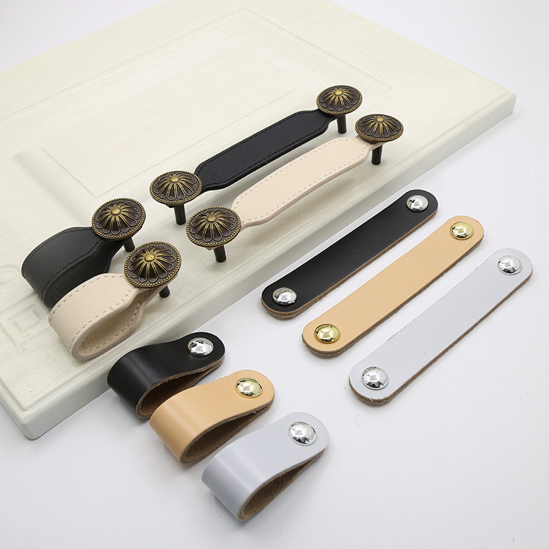 PU Leather Cabinet Handles Pulls Anti-Collision Closet Drawer Pulls (without Screw)