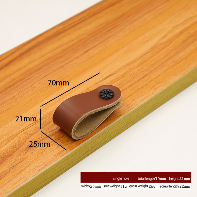 22mm Screw Leather Cabinet Pulls Anti-Collision Wardrobe Drawer Handles Pulls