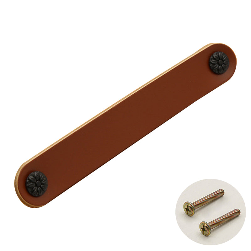 22mm Screw Leather Cabinet Pulls Anti-Collision Wardrobe Drawer Handles Pulls