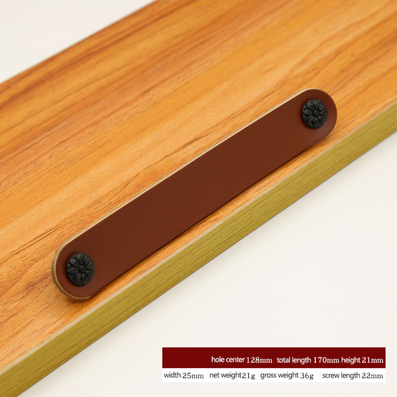 22mm Screw Leather Cabinet Pulls Anti-Collision Wardrobe Drawer Handles Pulls