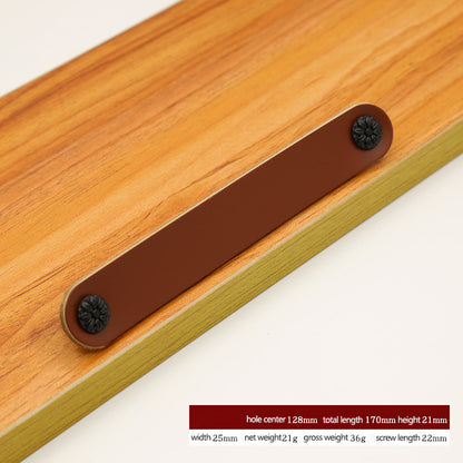 22mm Screw Leather Cabinet Pulls Anti-Collision Wardrobe Drawer Handles Pulls