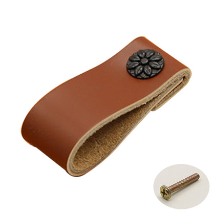 22mm Screw Leather Cabinet Pulls Anti-Collision Wardrobe Drawer Handles Pulls