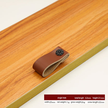 22mm Screw Leather Cabinet Pulls Anti-Collision Wardrobe Drawer Handles Pulls