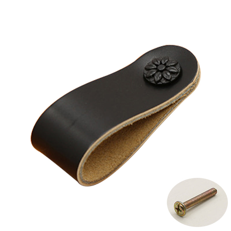 22mm Screw Leather Cabinet Pulls Anti-Collision Wardrobe Drawer Handles Pulls