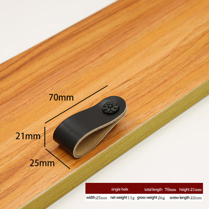 22mm Screw Leather Cabinet Pulls Anti-Collision Wardrobe Drawer Handles Pulls
