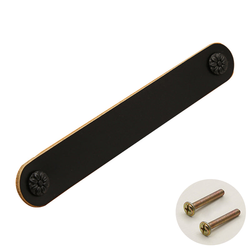 22mm Screw Leather Cabinet Pulls Anti-Collision Wardrobe Drawer Handles Pulls