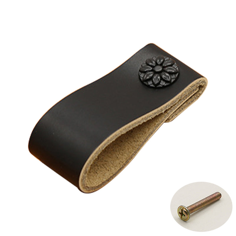 22mm Screw Leather Cabinet Pulls Anti-Collision Wardrobe Drawer Handles Pulls