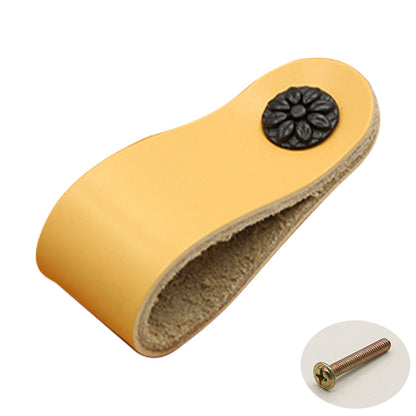 22mm Screw Leather Cabinet Pulls Anti-Collision Wardrobe Drawer Handles Pulls