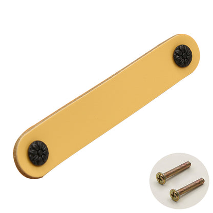 22mm Screw Leather Cabinet Pulls Anti-Collision Wardrobe Drawer Handles Pulls