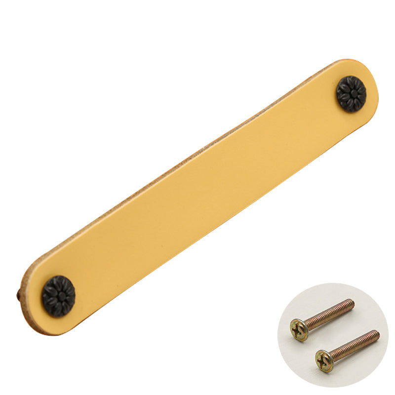 22mm Screw Leather Cabinet Pulls Anti-Collision Wardrobe Drawer Handles Pulls