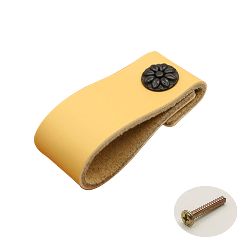 22mm Screw Leather Cabinet Pulls Anti-Collision Wardrobe Drawer Handles Pulls