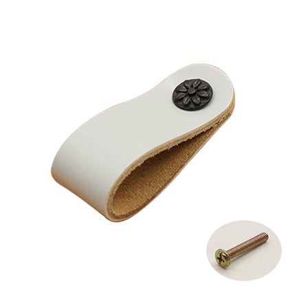 22mm Screw Leather Cabinet Pulls Anti-Collision Wardrobe Drawer Handles Pulls