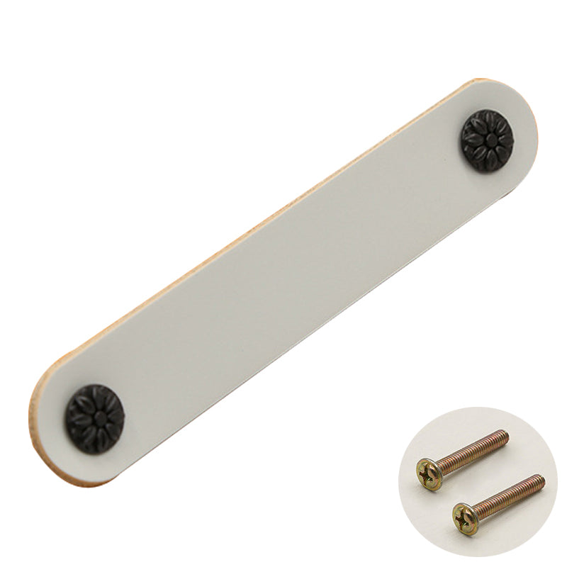 22mm Screw Leather Cabinet Pulls Anti-Collision Wardrobe Drawer Handles Pulls