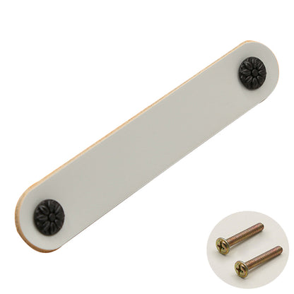 22mm Screw Leather Cabinet Pulls Anti-Collision Wardrobe Drawer Handles Pulls