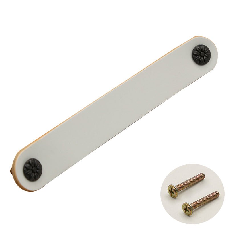 22mm Screw Leather Cabinet Pulls Anti-Collision Wardrobe Drawer Handles Pulls